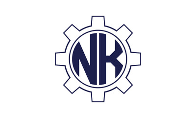 NK initial letter mechanical circle logo design vector template. industrial, engineering, servicing, word mark, letter mark, monogram, construction, business, company, corporate, commercial, geometric