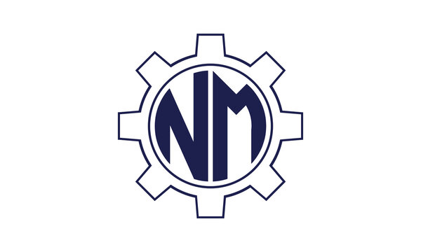 NM initial letter mechanical circle logo design vector template. industrial, engineering, servicing, word mark, letter mark, monogram, construction, business, company, corporate, commercial, geometric