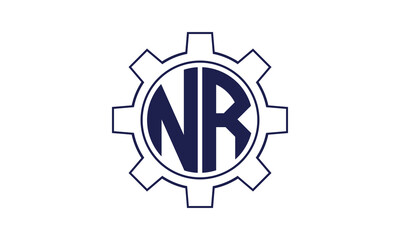 NR initial letter mechanical circle logo design vector template. industrial, engineering, servicing, word mark, letter mark, monogram, construction, business, company, corporate, commercial, geometric