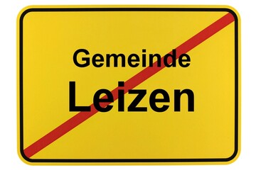 Illustration eines Ortsschildes der Gemeinde Leizen in Mecklenburg-Vorpommern