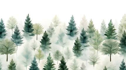 Watercolor seamless forrest pattern. 
