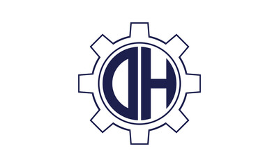 OH initial letter mechanical circle logo design vector template. industrial, engineering, servicing, word mark, letter mark, monogram, construction, business, company, corporate, commercial, geometric