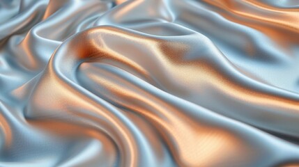 A shiny satin fabric, flowing gracefully, reflecting light off its smooth surface, and revealing its luxurious sheen against a white backdrop - obrazy, fototapety, plakaty