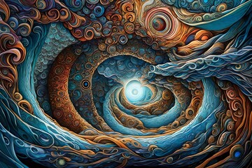 Interdimensional portals opening amidst swirling waves