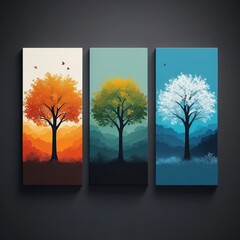 Four canvas each depicting different seasons 