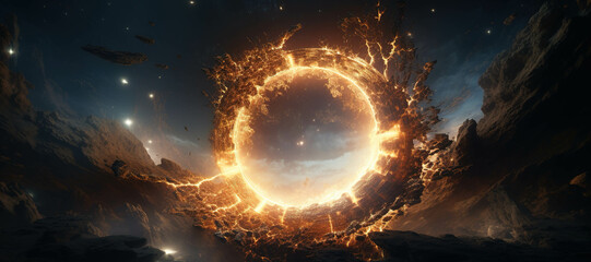 galaxy space light hole, tunnel, fire explosion 25 - obrazy, fototapety, plakaty