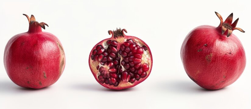Pomegranate: Three Exquisite Photos with White Backgrounds Showcase the Allure of this Delicious Fruit