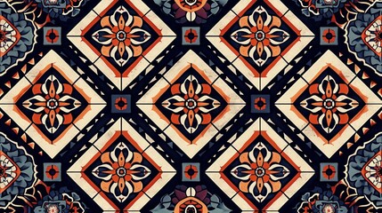 Vibrant geometric pattern infused with floral elements
