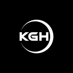 KGH letter logo design with black background in illustrator, cube logo, vector logo, modern alphabet font overlap style. calligraphy designs for logo, Poster, Invitation, etc.