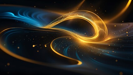 Golden Space Wave, Abstract Illustration of a Bright Galactic Sky