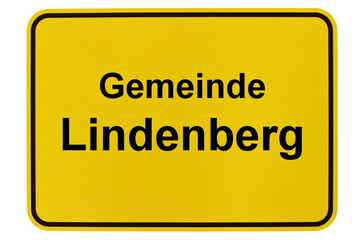 Illustration eines Ortsschildes der Gemeinde Lindenberg in Mecklenburg-Vorpommern