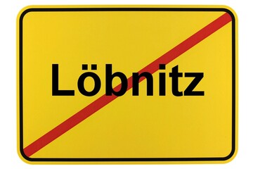 Illustration eines Ortsschildes der Gemeinde Löbnitz in Mecklenburg-Vorpommern