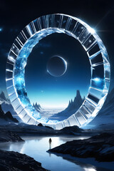stargate, on alien planet, ice planet, sci-fi, landscape