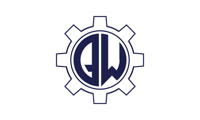 QW initial letter mechanical circle logo design vector template. industrial, engineering, servicing, word mark, letter mark, monogram, construction, business, company, corporate, commercial, geometric