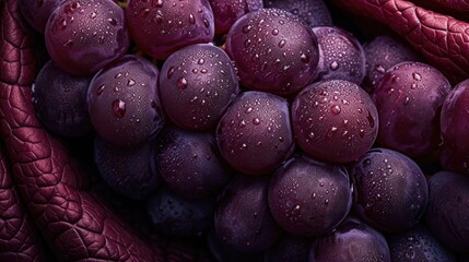 Eco-leather made from grapes is a new material created from by-products of the wine industry. A bunch of grapes at the top, symbolizing the material's innovative, grape waste-based origin