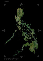Philippines shape isolated on black. High-res satellite map © zelwanka