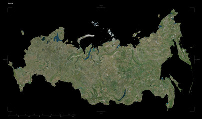Russia shape isolated on black. High-res satellite map © zelwanka
