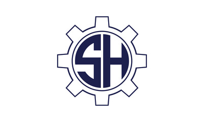 Obraz premium SH initial letter mechanical circle logo design vector template. industrial, engineering, servicing, word mark, letter mark, monogram, construction, business, company, corporate, commercial, geometric