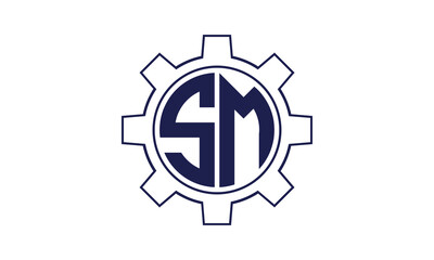 SM initial letter mechanical circle logo design vector template. industrial, engineering, servicing, word mark, letter mark, monogram, construction, business, company, corporate, commercial, geometric