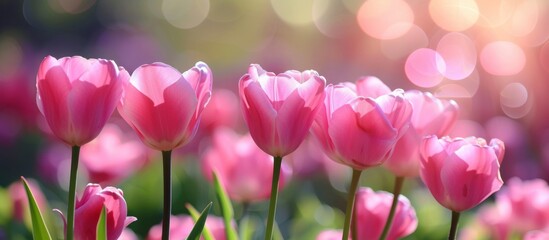 Obraz premium Pink Tulips in a Fresh and Bright Picture