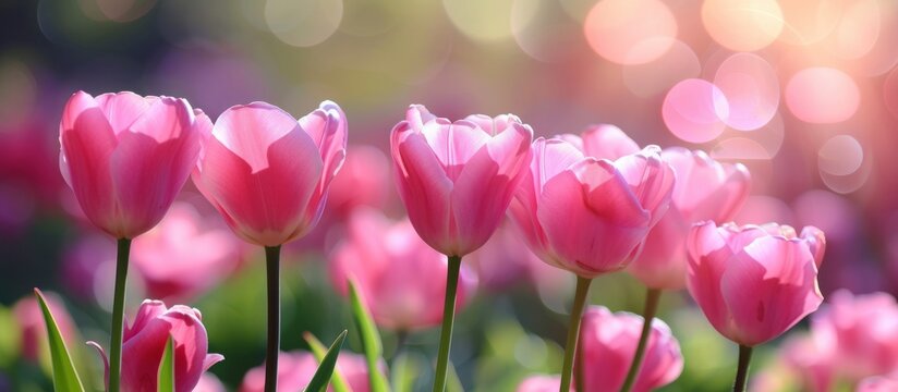 Pink Tulips in a Fresh and Bright Picture