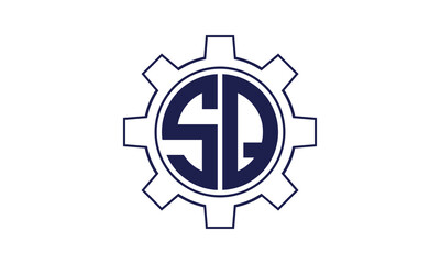 SQ initial letter mechanical circle logo design vector template. industrial, engineering, servicing, word mark, letter mark, monogram, construction, business, company, corporate, commercial, geometric