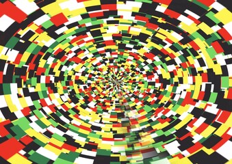 Abstract pixels in circle gradient background