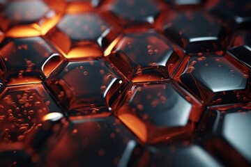 Obraz premium Abstract Hexagonal Crystal Pattern with Water Droplets