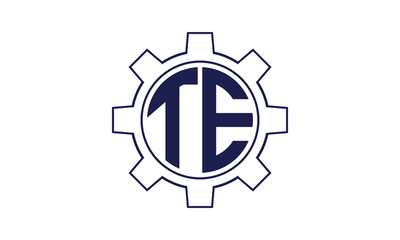 TE initial letter mechanical circle logo design vector template. industrial, engineering, servicing, word mark, letter mark, monogram, construction, business, company, corporate, commercial, geometric