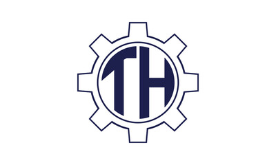 TH initial letter mechanical circle logo design vector template. industrial, engineering, servicing, word mark, letter mark, monogram, construction, business, company, corporate, commercial, geometric