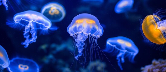 Mesmerizing Jellyfish Illuminate the Deep Blue Under Moonlit Glow