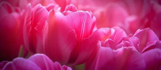 Foto op Canvas Exquisite Close-Up of Vibrant Pink Tulips Will Leave You Mesmerized © TheWaterMeloonProjec