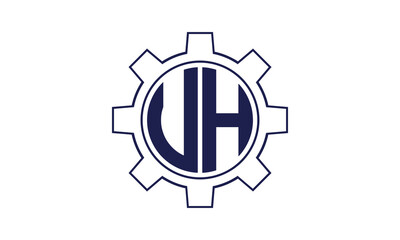 Fototapeta premium UH initial letter mechanical circle logo design vector template. industrial, engineering, servicing, word mark, letter mark, monogram, construction, business, company, corporate, commercial, geometric