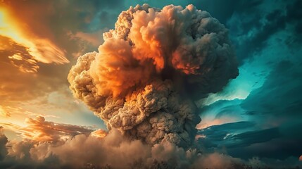 Majestic Volcanic Ash Cloud during Dramatic Sunset
