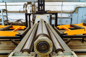 Metalwork construction workshop. Industry metal warehouse equipment.