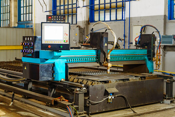 Factory metal producing workshop. Engineering heavy technologies.