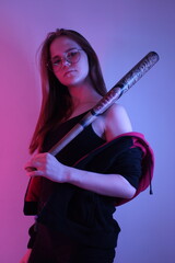 Fototapeta premium The girl in the neon light