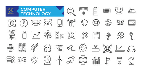 Set of computer data processing icons. technology icons.