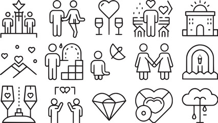line icons about love vector collections.