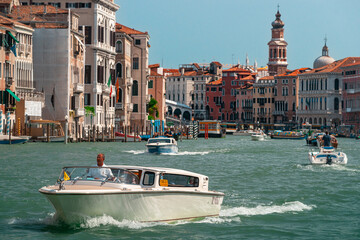 Boat traffic in Venice, Italy. 