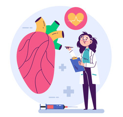 Heart cardiology medical diagnostic cardiologist health care concept. Vector flat graphic design illustration