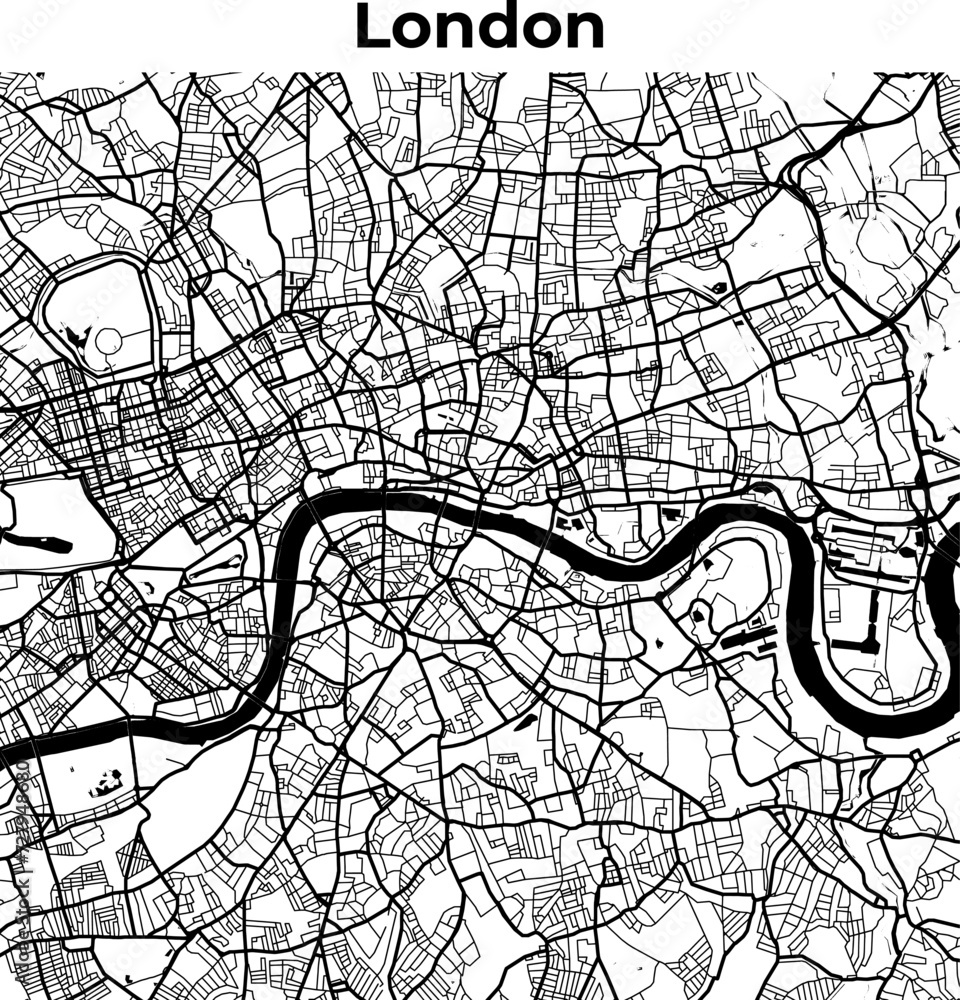 Wall mural london city map, cartography map, street layout map