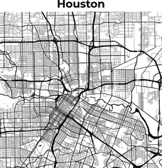 Obraz premium Houston City Map, Cartography Map, Street Layout Map 
