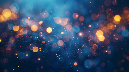 Artistic representation of twinkling lights in a bokeh style, with a cool and stylish vibe against the backdrop of evening blue