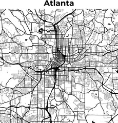 Obraz premium Atlanta City Map, Cartography Map, Street Layout Map 