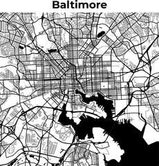 Baltimore City Map, Cartography Map, Street Layout Map 