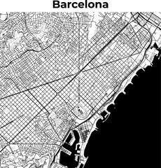 Barcelona City Map, Cartography Map, Street Layout Map  