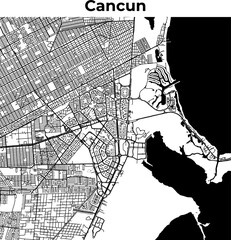 Naklejka premium Cancun City Map, Cartography Map, Street Layout Map 