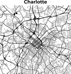Obraz premium Charlotte City Map, Cartography Map, Street Layout Map 