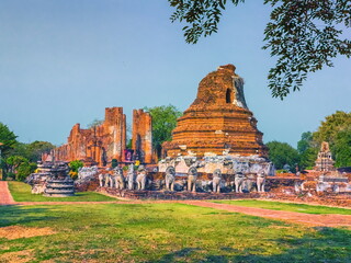 Wat thammikarat temple, Unesco World Heritage, in Ayutthaya, Thailand - 727949252